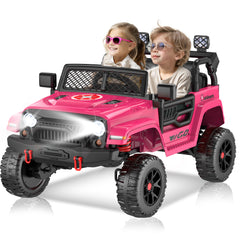 EROMMY 2 Seater 24V Kids Ride on Truck Car for Girls, Electric Off-Road Vehicles w/Forward and Reverse Functions, 4WD SUV w/Parent Remote Control,Battery Powered Truck for Toddlers Girls Aged 3-8 Pink