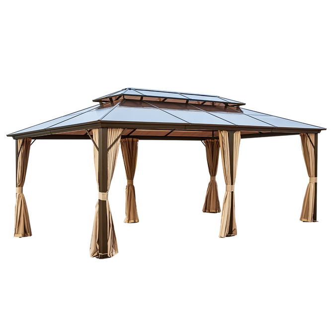 EROMMY 12'x20' Hardtop Gazebo, Outdoor Polycarbonate Double Roof