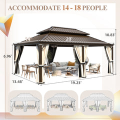 EROMMY 14' x 20' Hardtop Gazebo with Aluminum Frame, Dark Gray