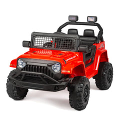 EROMMY Kids Jeep Car, 12V Ride on Electric Vehicles w/Parent Remote Control, 4WD SUV w/Safety Belt, Music and Lights, Red