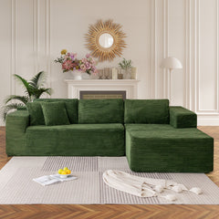 EROMMY 106 inch Cloud Sectional Couch with Chaise Lounge for Living Room, Corduroy Fabric, Green