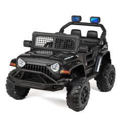 EROMMY Kids Jeep Car, 12V Ride on Electric Vehicles w/Parent Remote Control, 4WD SUV w/Safety Belt, Music and Lights, Black