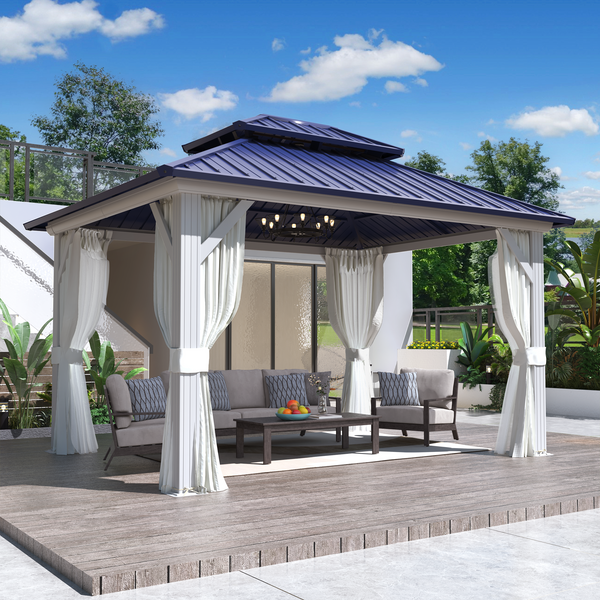 EROMMY 10' X 12' Hardtop Gazebo with Galvanized Steel Roof, All