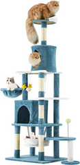 EROMMY Large Cat Tree 69in Tall Cat Tower with Sisal Scratching Post, Cozy Condo, Hammock, Dangling Balls, Kitten Houses for Play and Sleep Blue