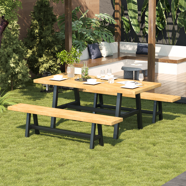 EROMMY Premium Outdoor Rectangle Patio Dining Set for Backyard, Porch, Lawn, and Garden - Brown