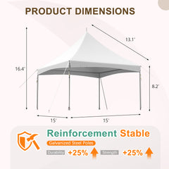 15x15 Ft Heavy Duty Tent Outdoor Wedding Tent Waterproof Patio Event Tents  for Parties Holiday BBQ Events, White