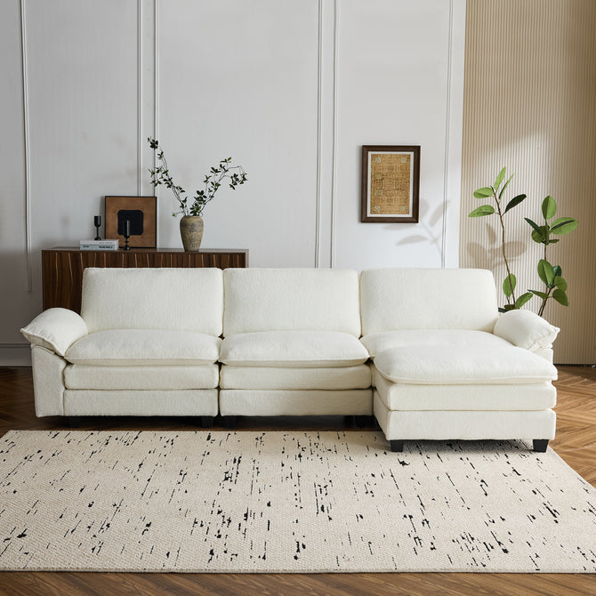 EROMMY 120.8 Inch Oversized Sectional Couch for Modern Living Room, Beige-Erommy