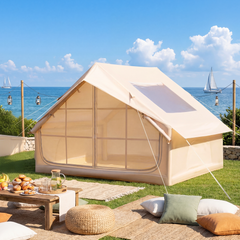EROMMY Inflatable Tents for Camping with Skylight, Blow Up Tent with Large Mesh Doors & Hand Pump, 1 Minute Quick Setup Air Tent, Waterproof Oxford