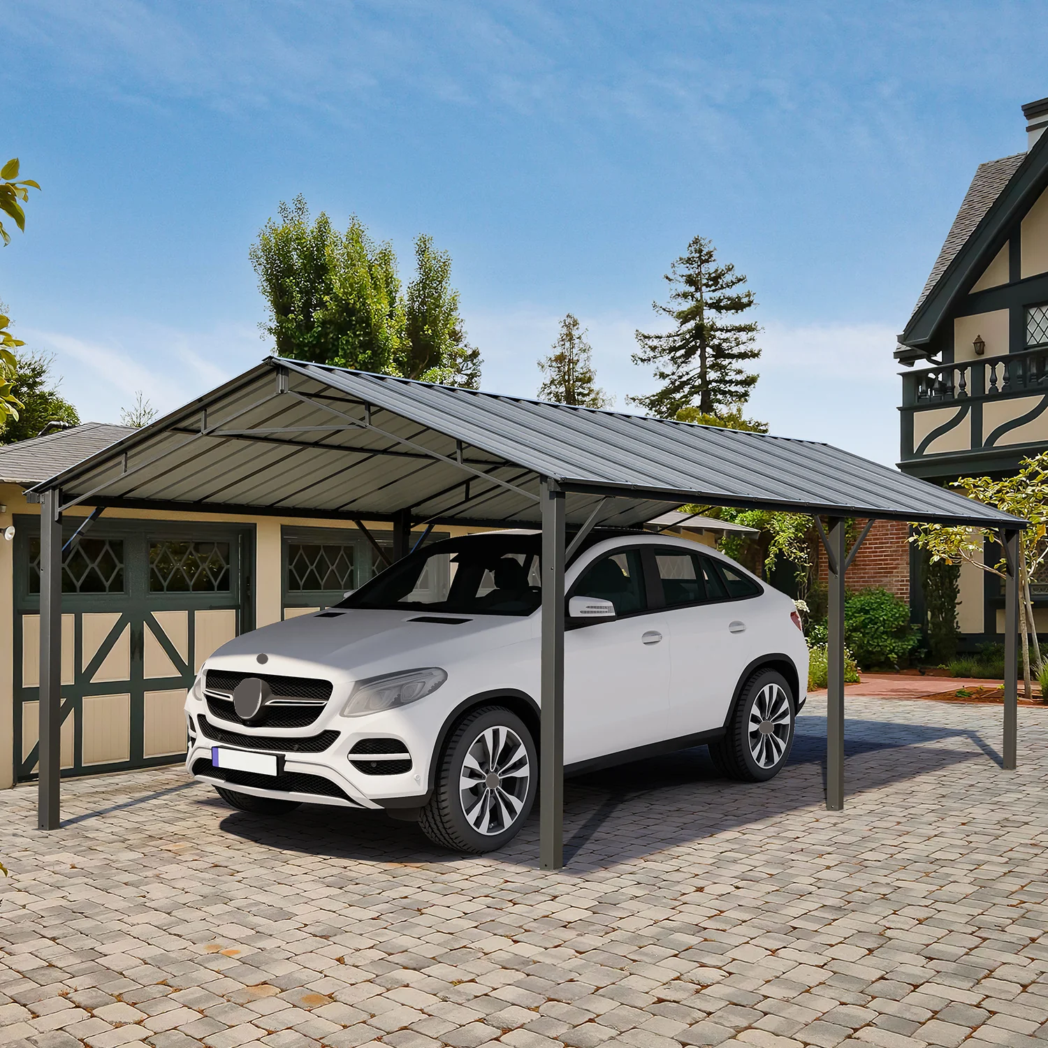 EROMMY 12x20 Carport with Galvanized Roof
