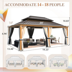 EROMMY 14' x 20' Hardtop Gazebo with Aluminum Frame, Wood-Grain