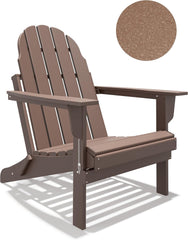 EROMMY Folding Adirondack Chair - Durable HDPE Poly Lumber All-Weather Resistant, Foldable Oversized Patio Outdoor Chair, Teak