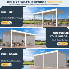 EROMMY 12x20 Large Aluminum Pergola with Louvered Canopy – White