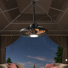EROMMY  20'' Outdoor Waterproof Plug In IP65 Gazebo Fan with Light and Remote Control, 6 Speeds, Dimmable LED, Reversible, for Patios, Pergola, Deck, Coastal Areas, Wood Grain