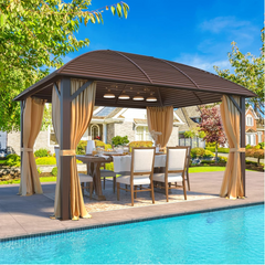 EROMMY 10' x 13' Hardtop Gazebo with Galvanized Steel Roof, Arc Roof Gazebo with Aluminum Frame