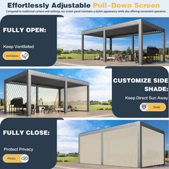 EROMMY 12x20 Large Aluminum Pergola with Louvered Canopy – Grey