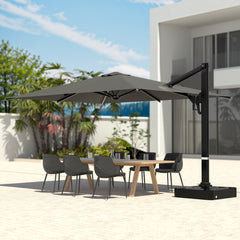 EROMMY 10x13ft Large Rectangular Cantilever Umbrella with 360° Rotation & 6 Adjustable Heights, Outdoor Patio Umbrella for Garden, Pool, Deck，Gray