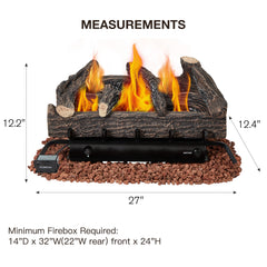 EROMMY 27 Inch Ventless Fireplace Logs Set, Only Used for Natural Gas, Brown
