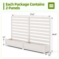 EROMMY 2-Pack No-Dig Privacy Fence Planter, Wood Outdoor Screen Air Conditioner Fence for AC Unit, Trash & Flower Bed, Weather-Resistant, 36" W x 45" H, White