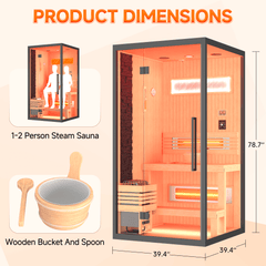 EROMMY 1–2 Person Indoor Hemlock Sauna with Chromotherapy & Bluetooth