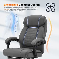 Erommy Executive Heat and Massage Reclining Leather Ergonomic Office Chair Gray