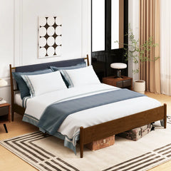 EROMMY Modern Solid Wood Platform Bed, Bed Frame With Headboard, Solid Wood Bed Frame, Easy Assembly, King