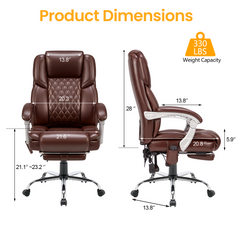 EROMMY Ergonomic Desk Chair with Big and Tall Massage and Heated, Brown