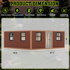 EROMMY Modern 20ft 2 Bedroom Folding House with Fully Equipped Bathroom, Portable Pre Built Container Home, Customizable Prefab Home for Outdoor Living