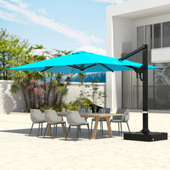 EROMMY 10x13ft Large Rectangular Cantilever Umbrella with 360° Rotation & 6 Adjustable Heights, Outdoor Patio Umbrella for Garden, Pool, Deck，Blue