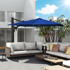 EROMMY 10*10ft Automatic Hydraulic Cantilever Umbrella with 360° Rotation, Outdoor Patio Umbrella for Garden, Pool, Deck，Navy