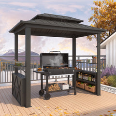 EROMMY 8x6 Grill Shelter with Two Side Bars-Erommy