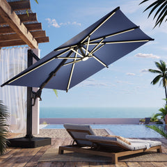 EROMMY 10 X 10 Outdoor Weather-resistant Umbrella with LED - Navy-Erommy