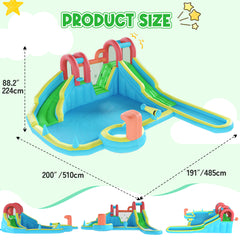EROMMY Inflatable Water Slide,10 in 1 Double Water Slide Bounce House for Kids 3-12 with Blower, Splash Pool, Water Cannon, Climbing Wall, Basketball Hoop for Kids Indoor Outdoor Backyard