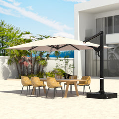 EROMMY 10x13ft Large Rectangular Cantilever Umbrella with 360° Rotation & 6 Adjustable Heights, Outdoor Patio Umbrella for Garden, Pool, Deck，Beige