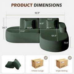EROMMY Modern L-Shape Sectional Sofa with Chaise Lounge,Boneless L Shape Sofa with Deep Seat, Green