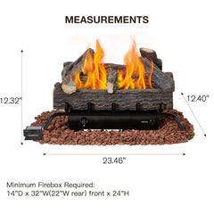 EROMMY 24 Inch Ventless Fireplace Logs Set, Only Used for LP/Propane, Brown