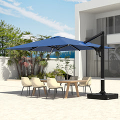 EROMMY 10x13ft Large Rectangular Cantilever Umbrella with 360° Rotation & 6 Adjustable Heights, Outdoor Patio Umbrella for Garden, Pool, Deck，Navy