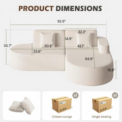 EROMMY Modern L-Shape Sectional Sofa with Chaise Lounge,Boneless L Shape Sofa with Deep Seat, Beige