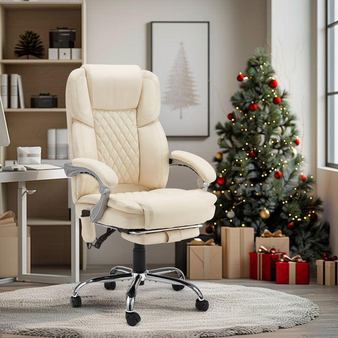 EROMMY Executive Office Chair, Ergonomic Desk Chair Big and Tall Massage and Heated, White-Erommy