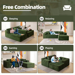 EROMMY 106 inch Cloud Sectional Couch with Chaise Lounge for Living Room, Corduroy Fabric, Green