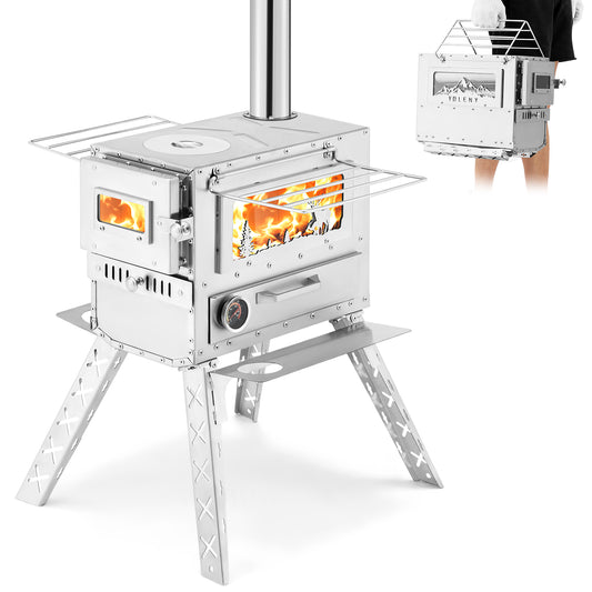 EROMMY Tent Stoves Wood Burning with Wood Oven, Camping Wood Stove for Outdoor Cookout, Hiking, Travel