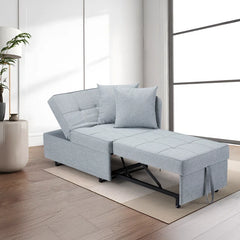 EROMMY 3-in-1 Sleeper Sofa Chair Bed , 5-position Adjustable Backrest Sofa Bed With Faux Linen Sofa Fabric, Fold Out Chair Bed, Light Gray