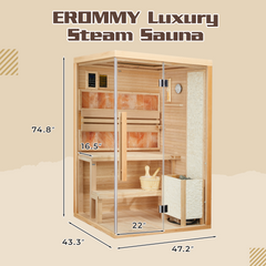 EROMMY Steam Sauna 1-2 Person with Abysm Light, 7-Color Therapeutic Lamp