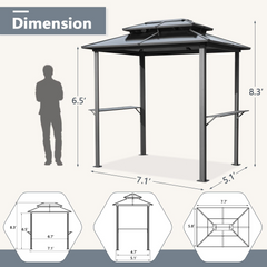 EROMMY Grill Gazebo 8 x 6 FT, Outdoor Barbecue Gazebo with Double Polycarbonate Panel Roof, for Patio, Lawn, Garden