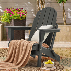 EROMMY Folding Adirondack Chair HDPE Poly Lumber Weather Resistant Balcony Porch Chairs Outdoor Chair for Patio, Lawn, Backyard, Black