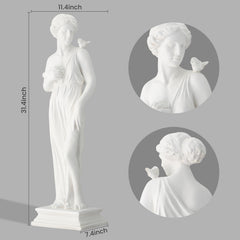 EROMMY Outdoor Garden Statue, 31.5-Inch Greek Nymph Sculpture in Roman Style, Elegant Goddess Figurine for Patio, Yard, Lawn & Porch Decor, Resin, Ivory