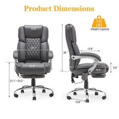 Product Dimensions of Executive Office Chair, Ergonomic Desk Chair Big and Tall Massage and Heated, Gray | erommy furniture