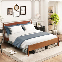 ERPMMY Modern Solid Wood Platform Bed, Bed Frame With Headboard, Solid Wood Bed Frame, Easy Assembly, King