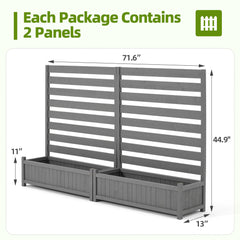 EROMMY 2-Pack No-Dig Privacy Fence Planter 36" W x 45" H, Wood Outdoor Screen for AC Unit, Trash & Flower Bed, Weather-Resistant, Grey
