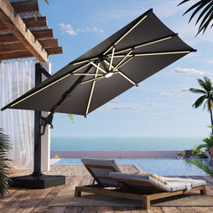 EROMMY 10 X 10 Outdoor Weather-resistant Umbrella with LED - Gray