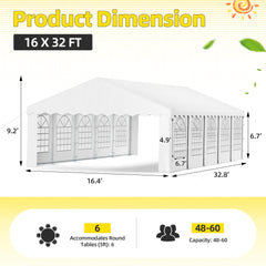 EROMMY Heavy Duty Party Tent with Removable Sidewalls & Storage Bags, White